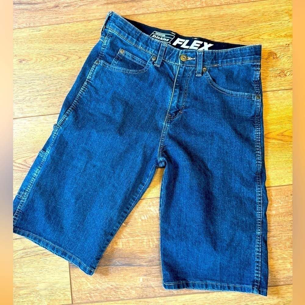 Genuine Dickies Flex Men's Carpenter Denim Long Shorts Flat Front / 30 waist